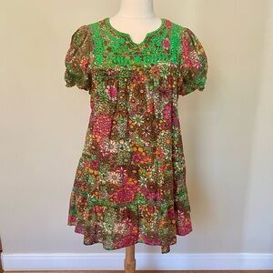Sister Mary mod floral embroidered detail dress EUC M